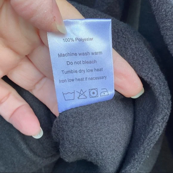 Black Fitted Fleece Moto Jacket with Hood Size Large Soft Biker Jacket - Picture 7 of 8